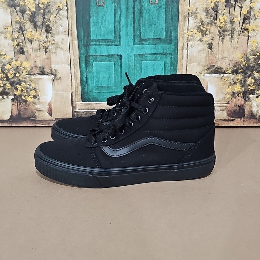 VANS WARD HI BLACK/BLACK CANVAS SK8-HI SKATE HIGH Me5 US SIZES 8.5